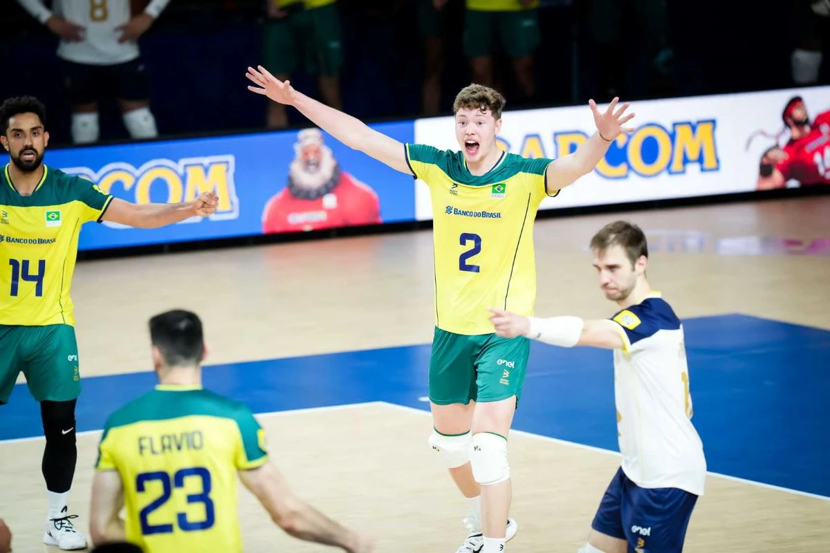 Seleção Brasileira comemora na VNL